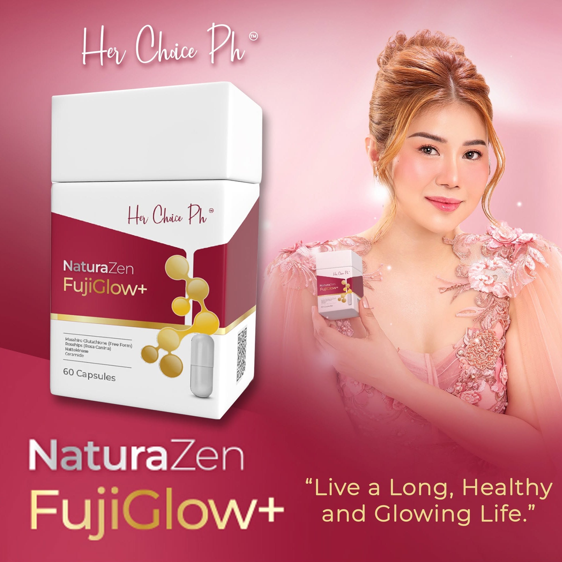Naturazen's Fujiglow+ Glutathione Supplement with Natokinase (60 Capsules)